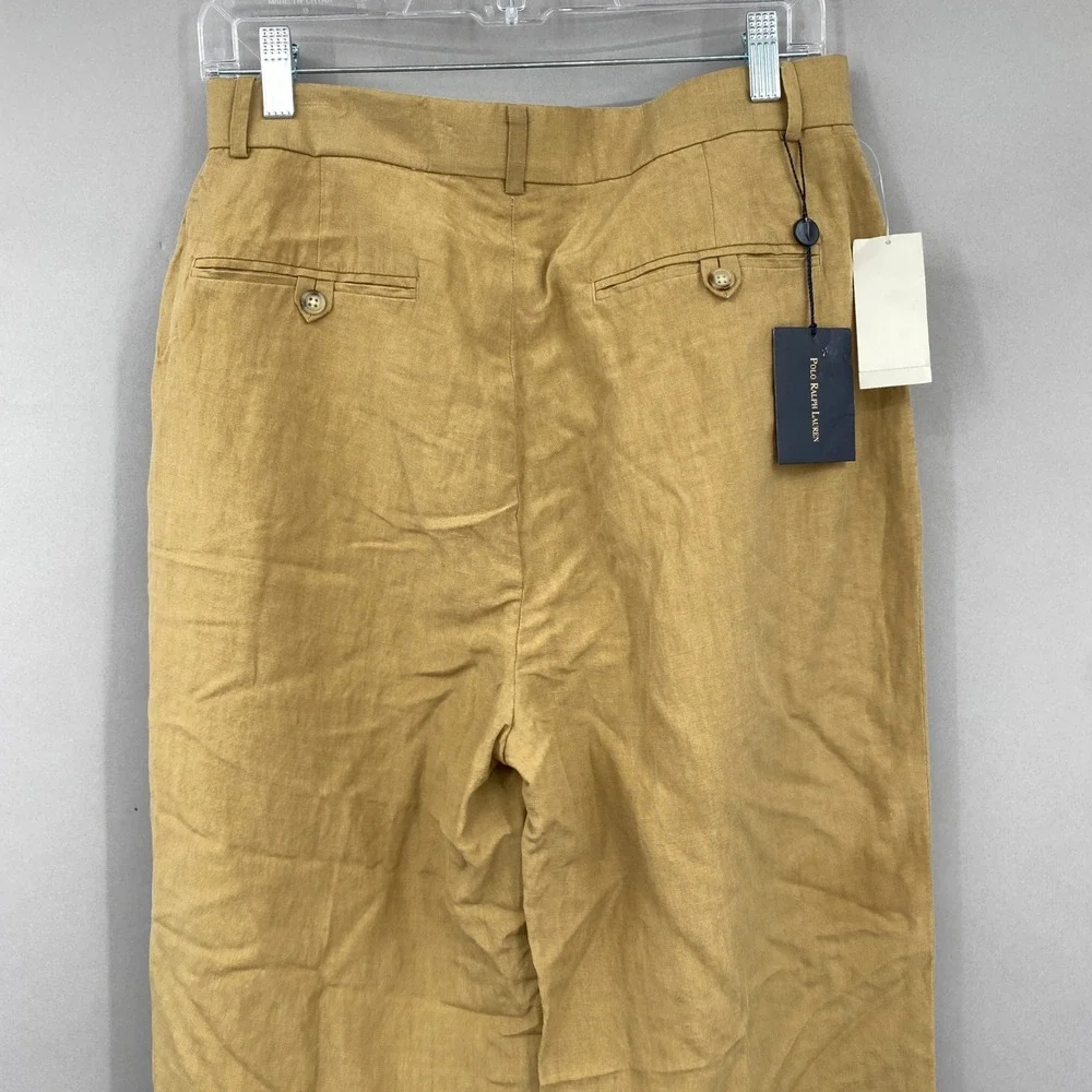 Polo Ralph Lauren Classics 2 Trousers Mens Size 30 X 34 Tan Linen Silk Pleated